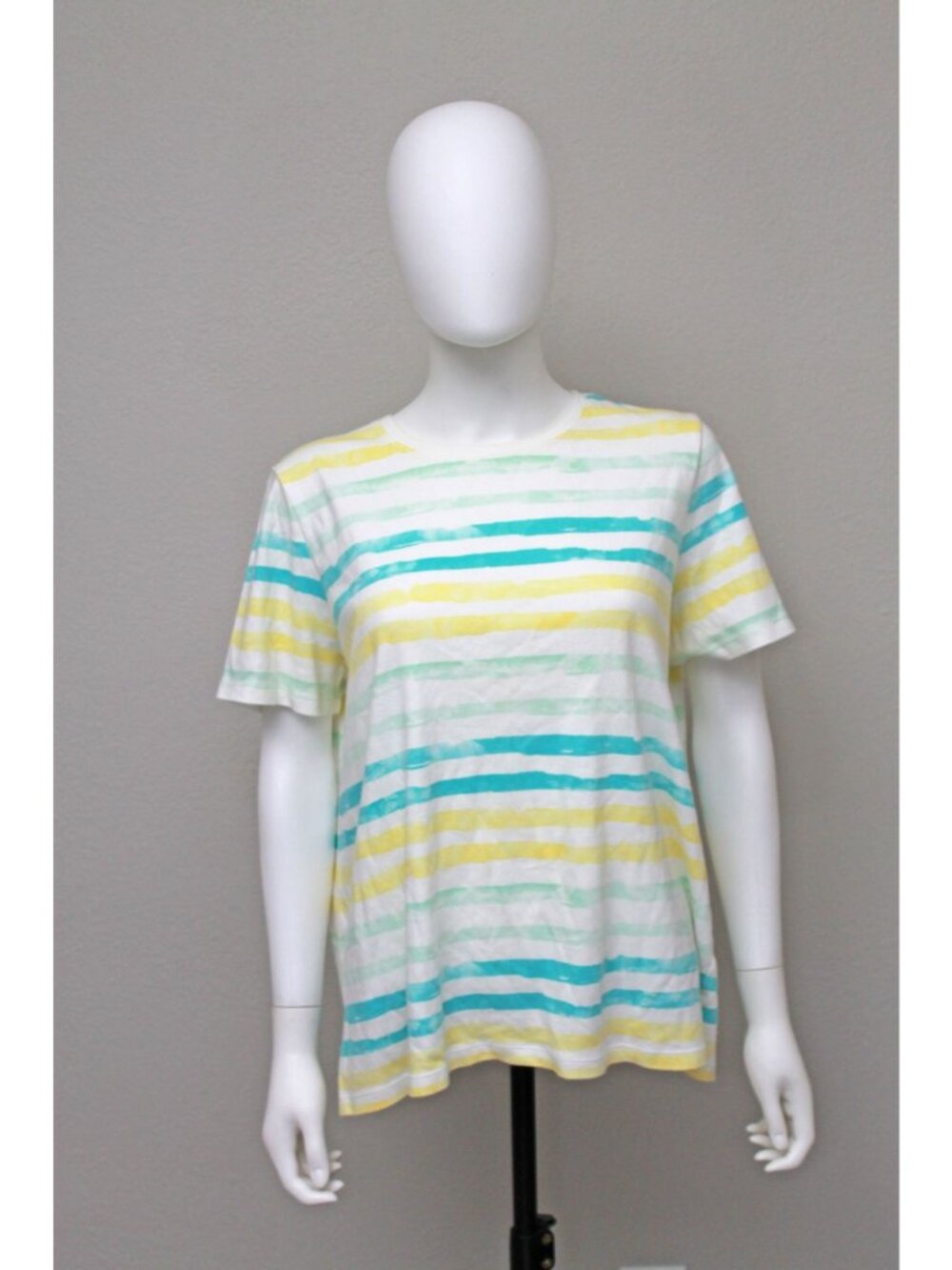 Kim Rogers short sleeve striped knit t-shirt size L